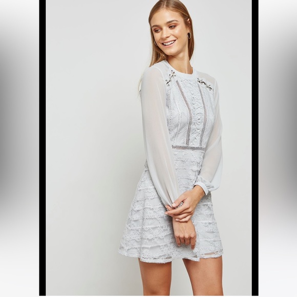 Topshop bluish gray chiffon dress - Picture 3 of 12